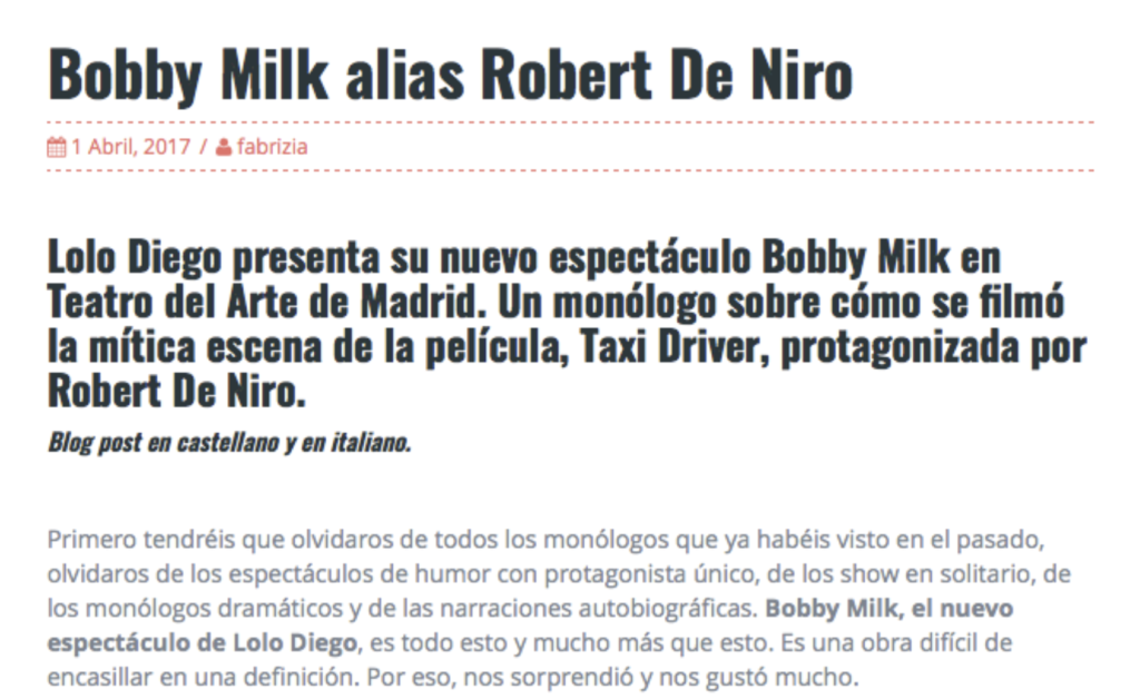 Bobby Milk alias Robert De Niro